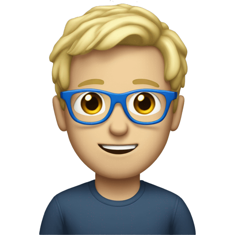 Skinny white boy with blonde hair and blue glasses emoji