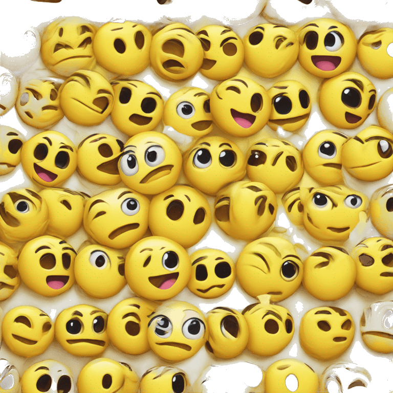 Yellow round emoji, happy eyes, open mouth, hearts falling out from moth emoji