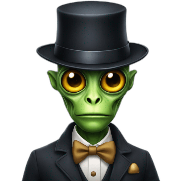 Alien wearing a  bowler hat emoji