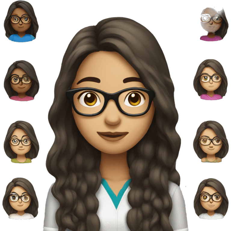 brunette girl long hair with glasses emoji