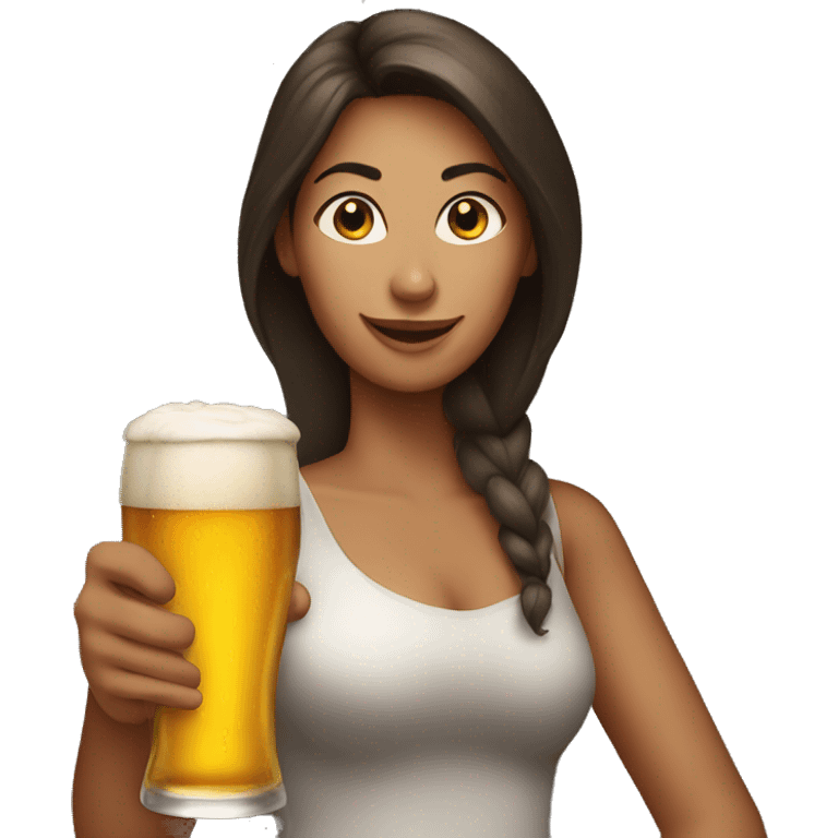 a woman holding a bottle of beer emoji