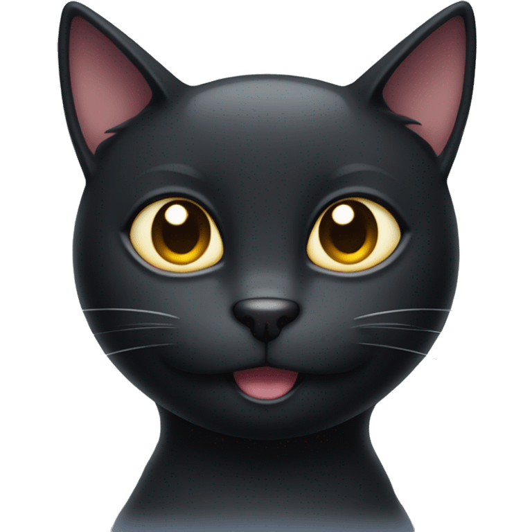 Black cat , face only, with a smirk on his face, and halo around his head emoji