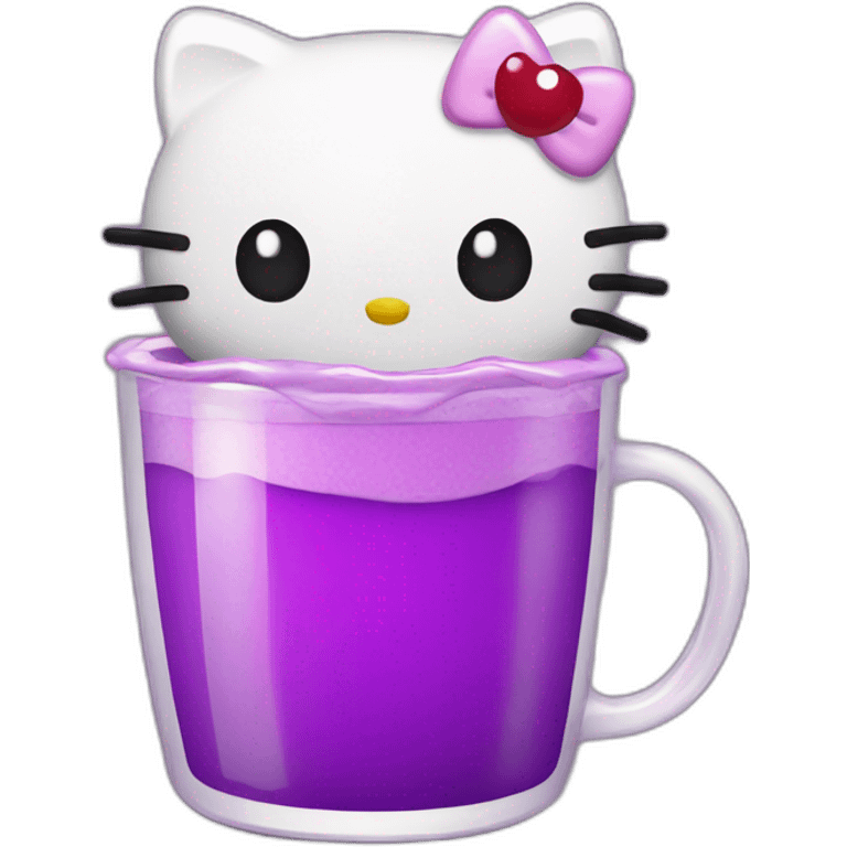 hello kitty with a cup containing purple liquid emoji