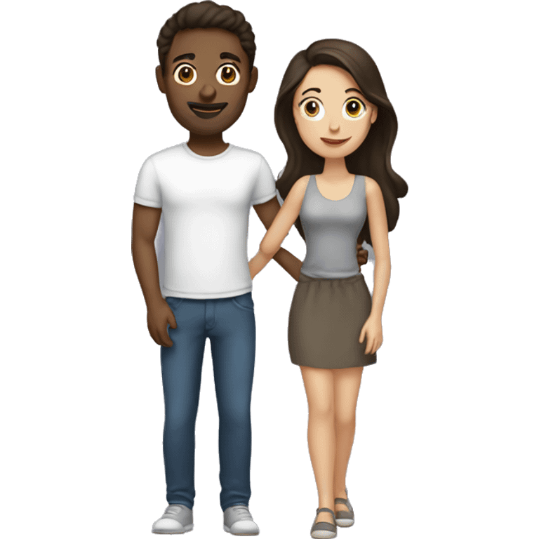 Brunette couple. Man and woman  emoji