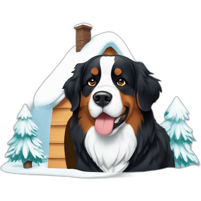 bernese mountaind dog near an igloo emoji