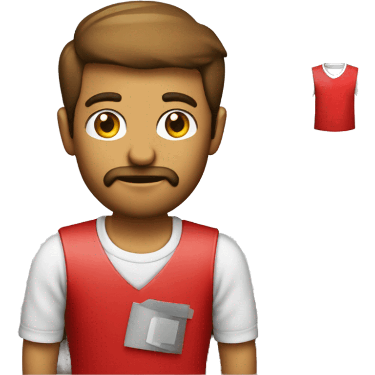 designer gráfico com computador camisa vermelha vi emoji