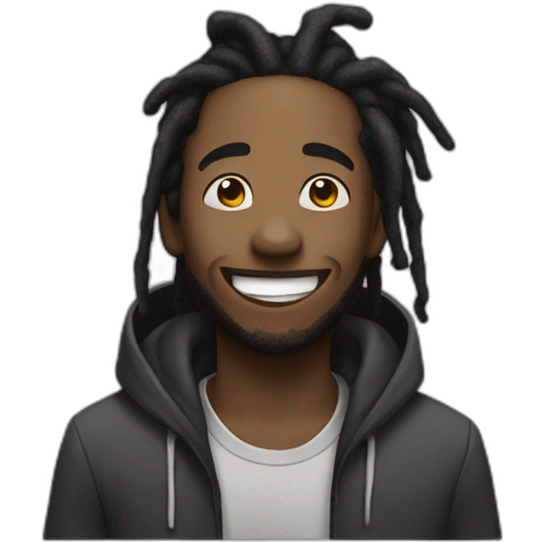 Black man with dreadlocks and hoodie laughing emoji