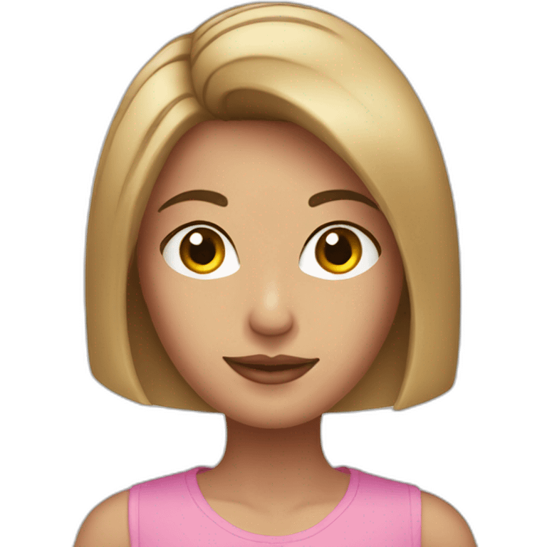 beautiful brunette with a bob in a pink top emoji