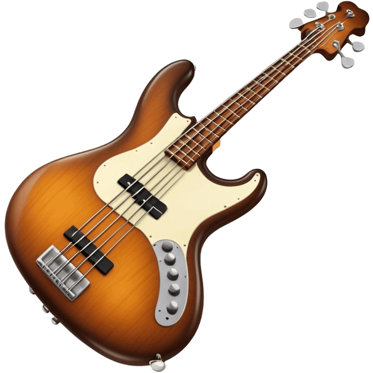 Cinematic Realistic Bass, deep polished wood with rich grain, thick taut strings stretching across its curved body, subtle warm lighting emphasizing its form, glowing with depth and powerful musical resonance. emoji