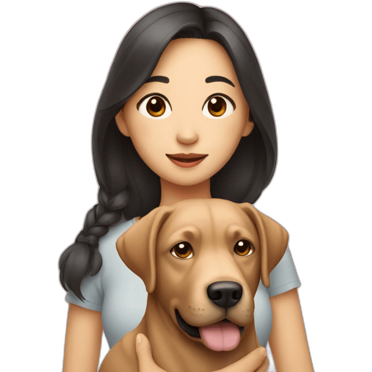 asian girl with labrador dog emoji