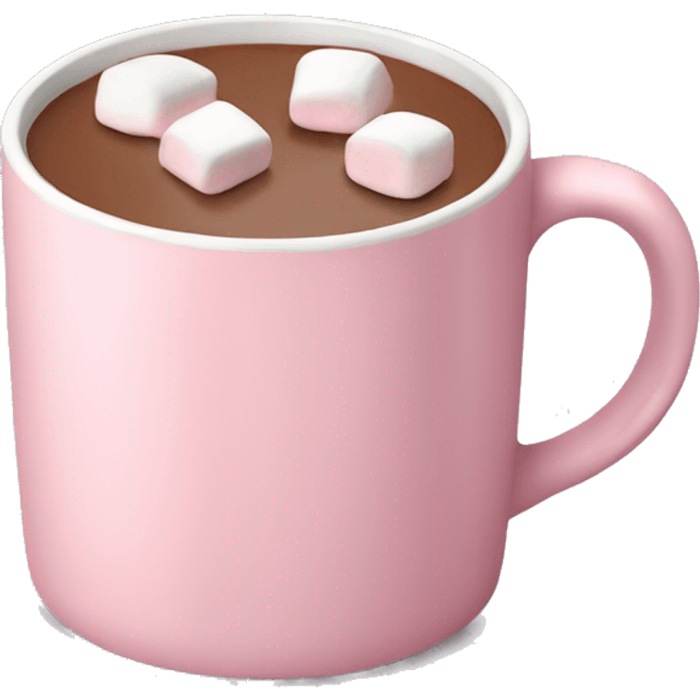 Light Pink mug of hot chocolate with marshmallows  emoji