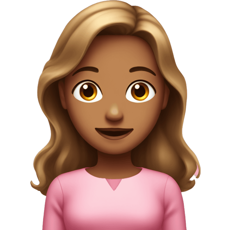 Im  a girl with smooth hair, im having happy face with pink colour frock  emoji