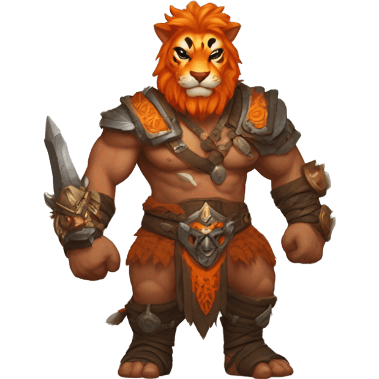 diablo 4 male barbarian with orange tiger mount emoji