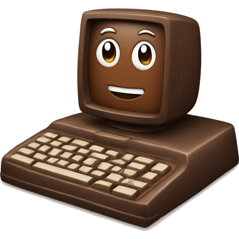 An old cute computer made of chocolate  emoji