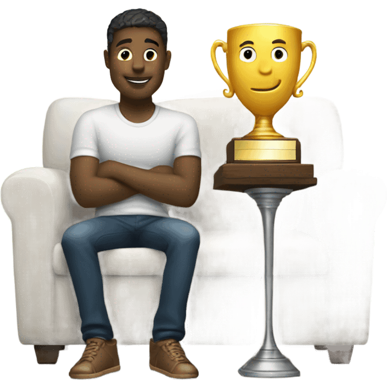 Relaxing with a trophy white guy emoji