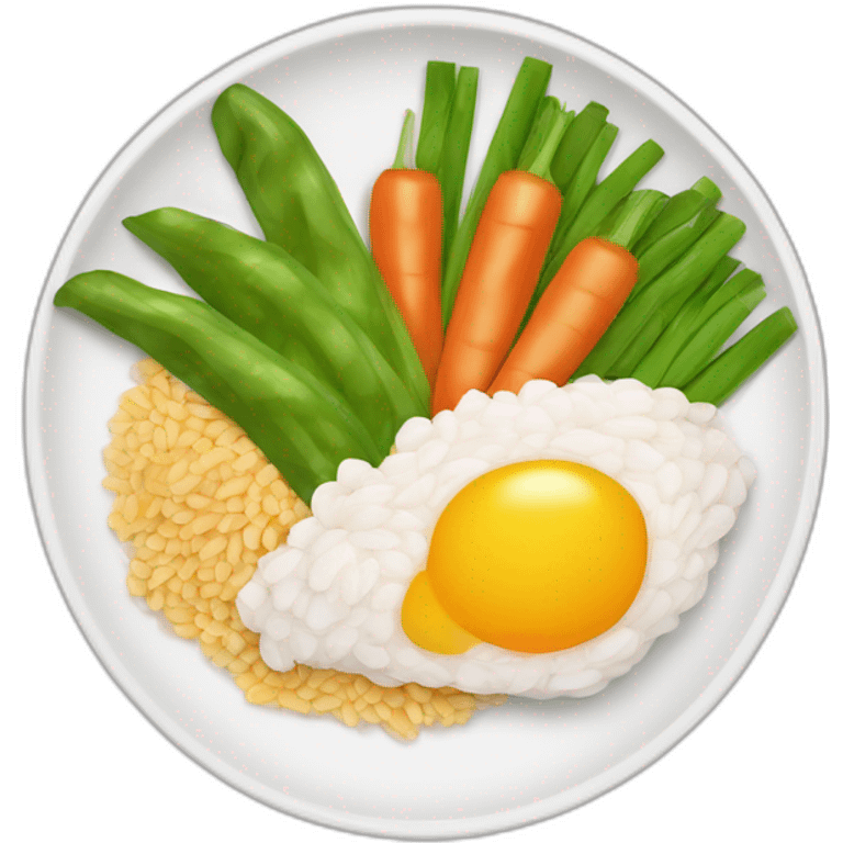 Assiette de riz poulet legumes emoji