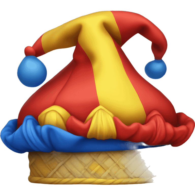 Red blue and yellow jester hat emoji