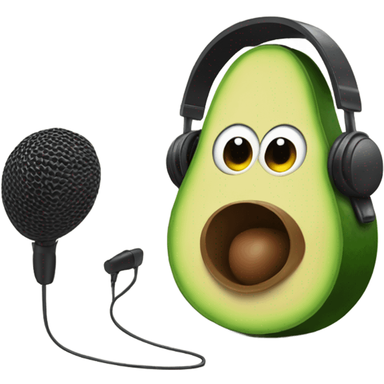 avocado recording with headphones and microphone emoji