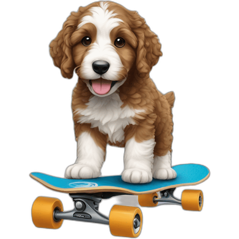 bernedoodle puppy on a skateboard emoji