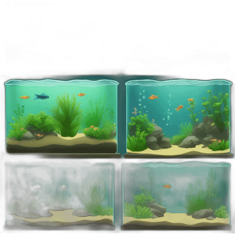 aquascaping fish tank with aquatic plants emoji