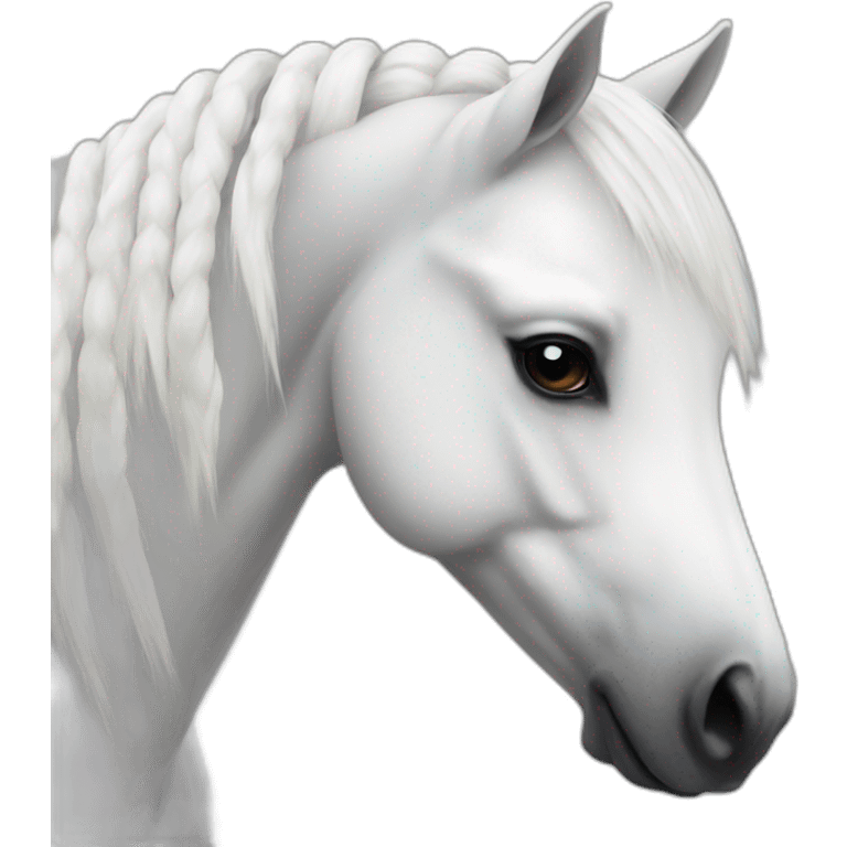 Realistic white pony with a braids emoji