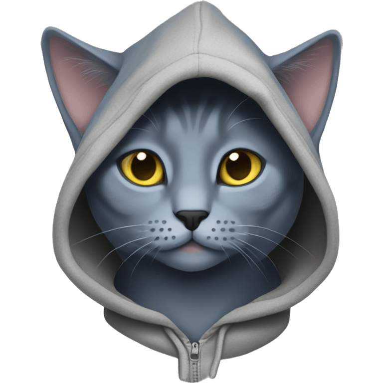 Russian blue cat wearing a hoodie  emoji