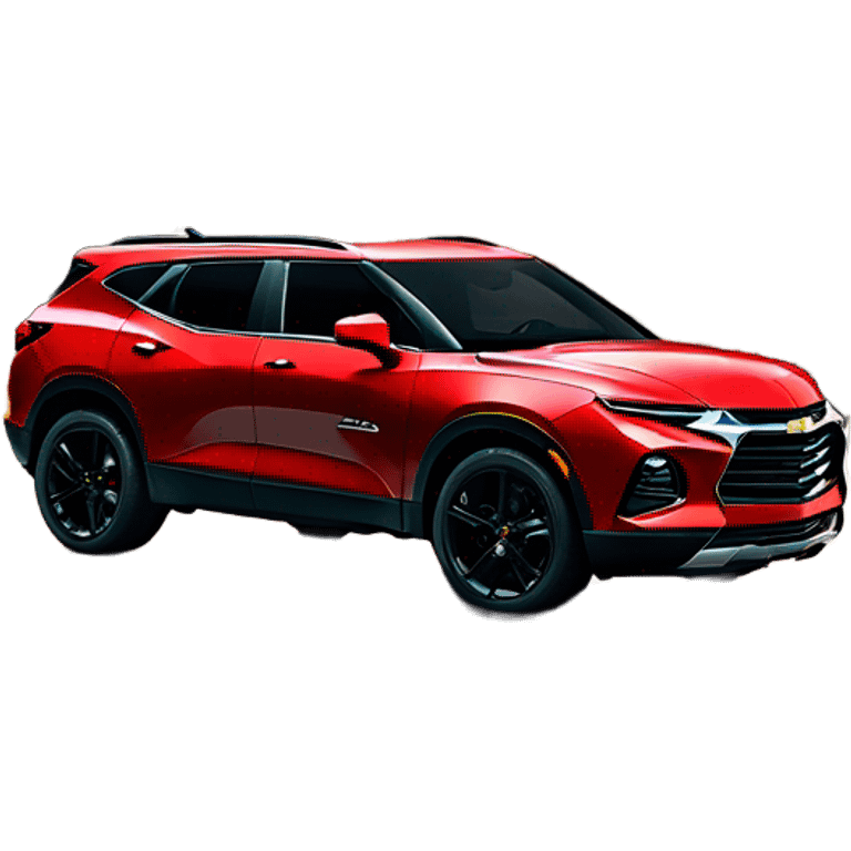 2020 Red Chevrolet Blazer with black wheels, black Chevrolet logo, on the road emoji