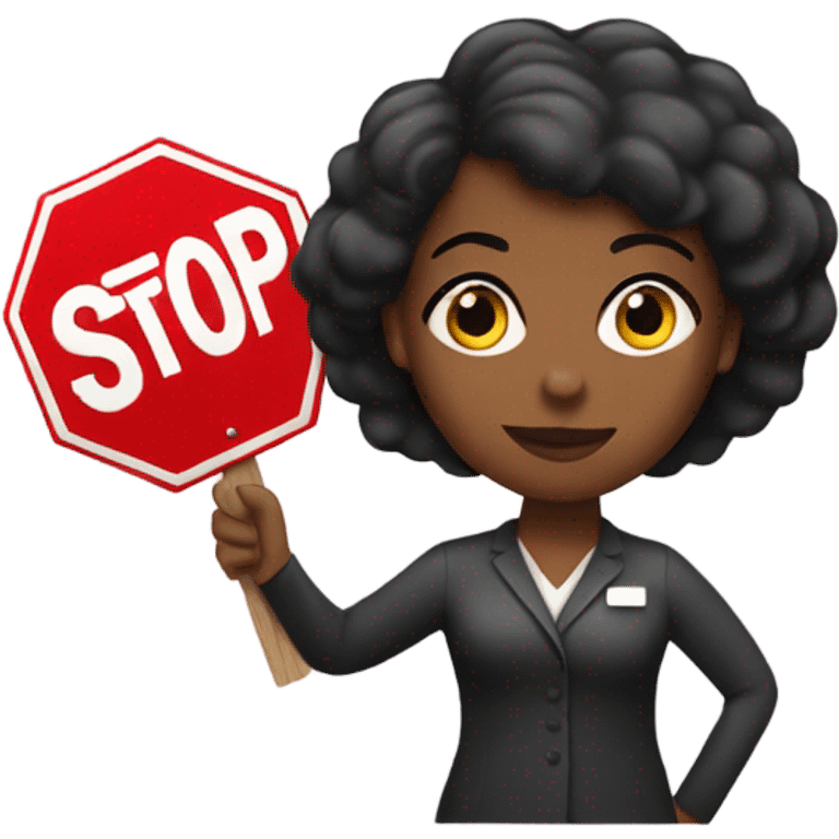 Black women holding a stop sign emoji