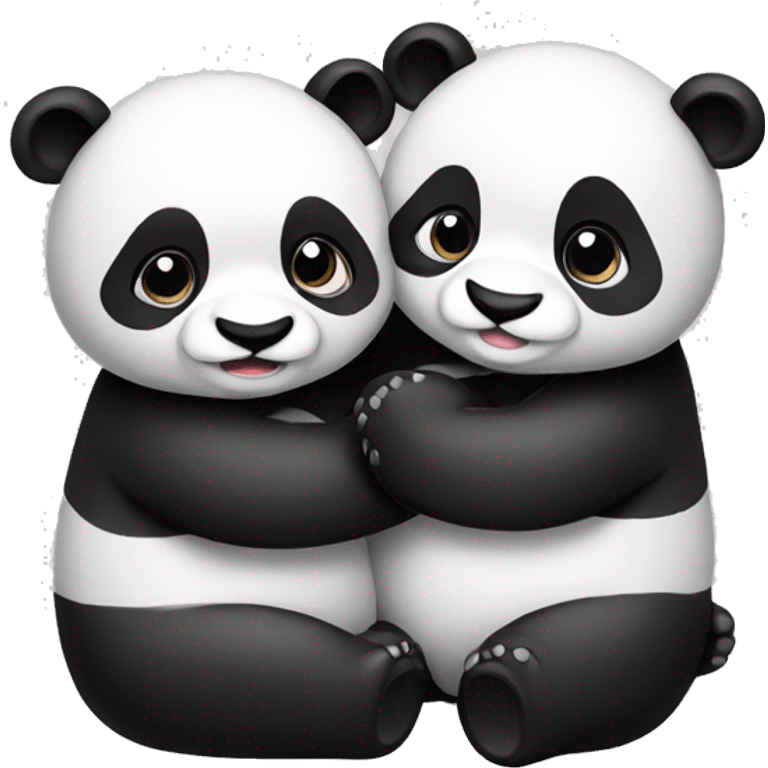 Two pandas hugging emoji