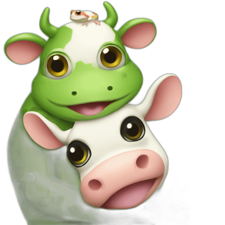 Frog hugging a cow emoji