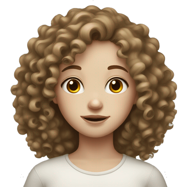 Curly hair girl with pale skin and freckles  emoji