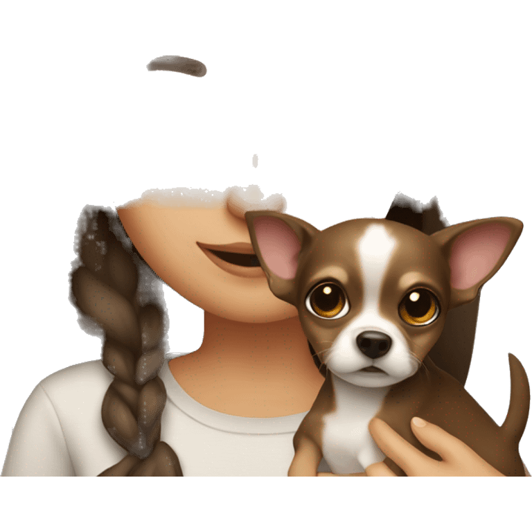 Brunette girl with chihuahua emoji