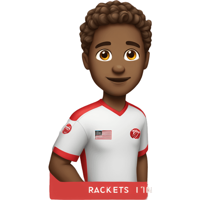 Brown haired boy in Rockets shirt emoji