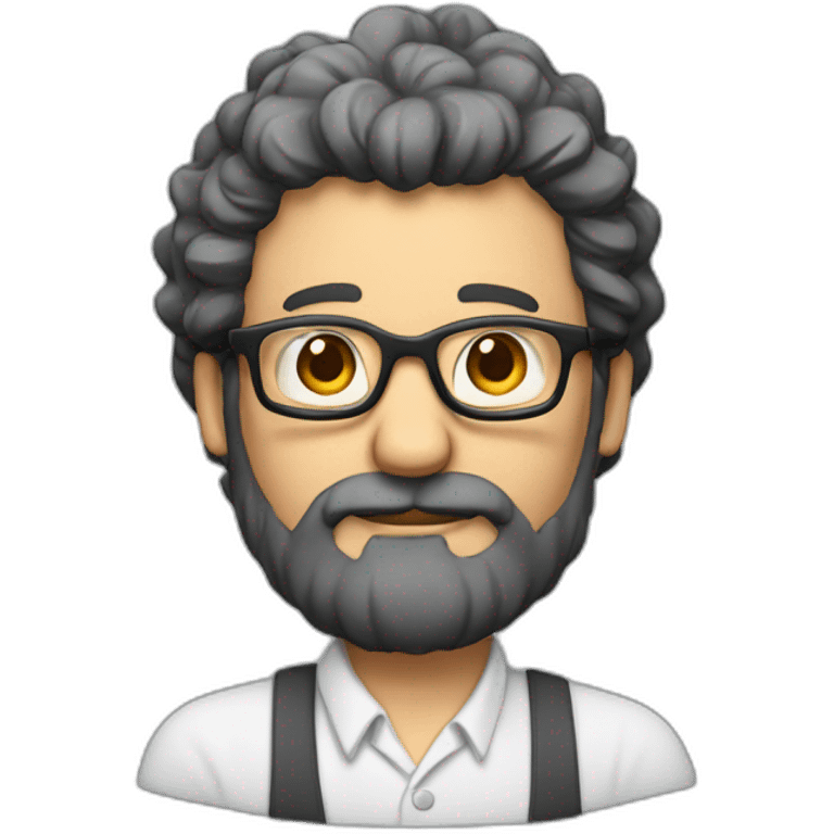 Profesor gordo, con pelo obscuro, barba y gafas emoji