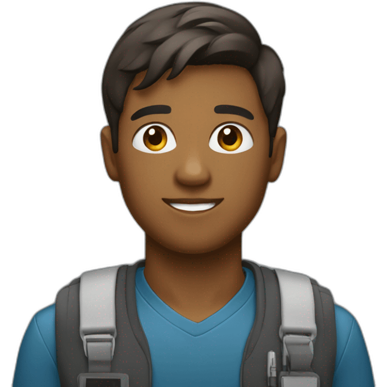 brown young man working in tech emoji