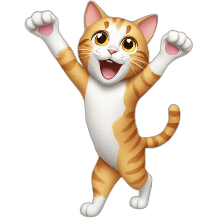 cat with both paws stretched high in celebration emoji