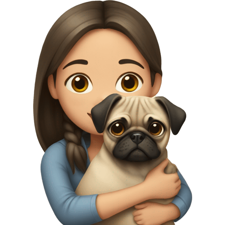 Girl hugs pug  emoji