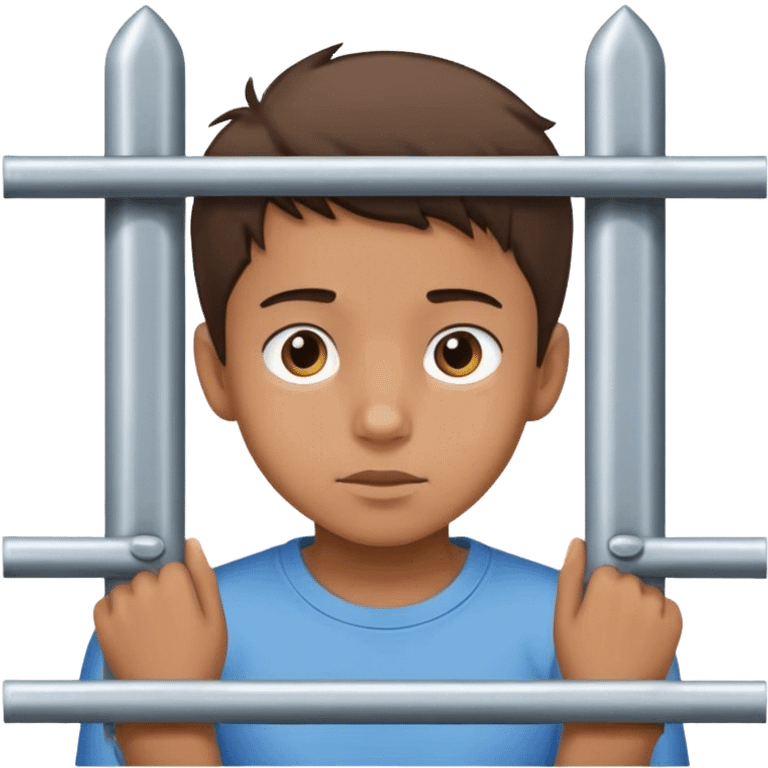 boy looking through the bars of a gate emoji