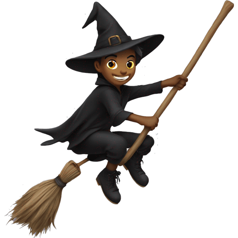 Boy witch on broom emoji