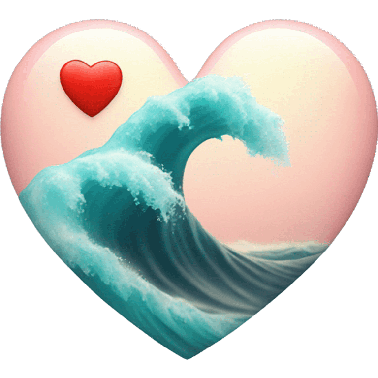 sea wave in 3d heart emoji