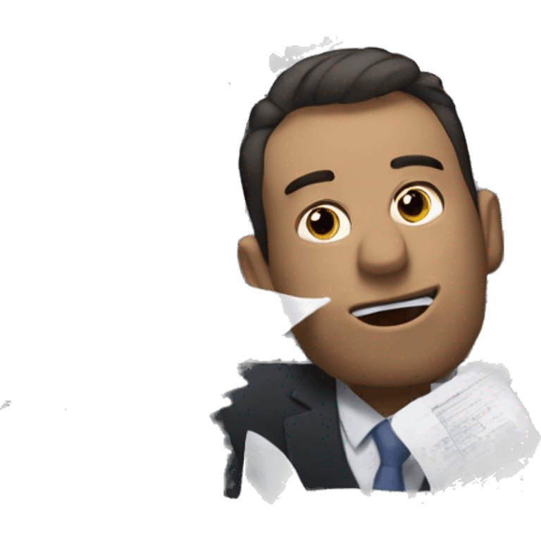 an office worker gets sucked into a mountain of paperwork emoji