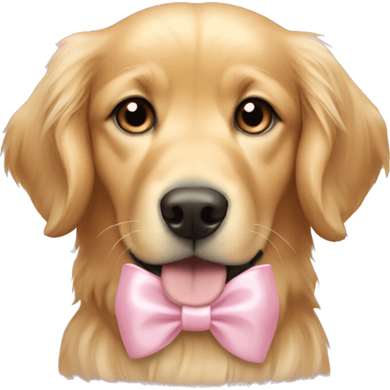 golden retriever with light pink bows in hair emoji