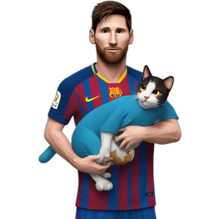 messi carrying a cat emoji