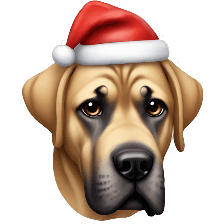 Mastiff wearing Santa hat emoji