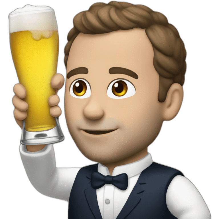 macron drinks beer emoji