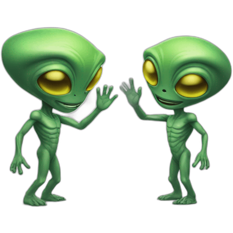 two aliens high fiving emoji