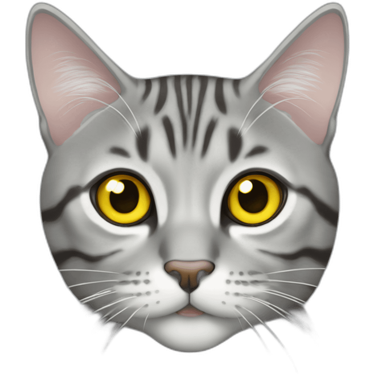 Silver tabby Scottish straight cat with yellow eyes emoji