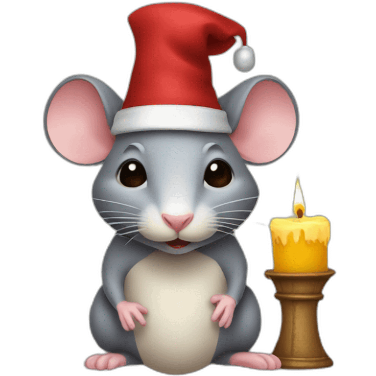 a rat with a nightcap and candle emoji