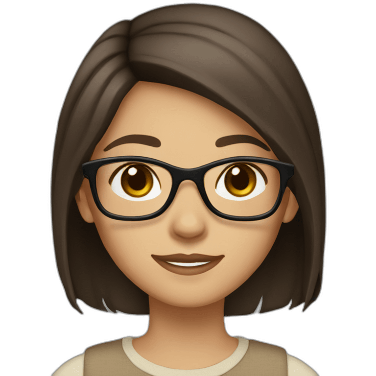 A girl with medium dark brown hair and dark brown eyes and beige skin wearing glasses emoji