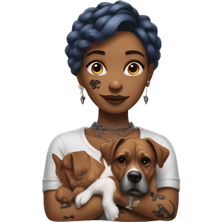 alt woman with dog paws instead her hands and tattoo on her neck emoji